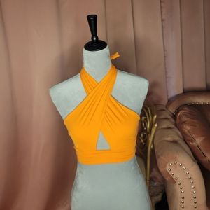 Orange Cross Front Top